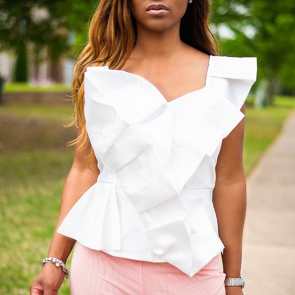 One Shoulder Ruffled Party Top - Picture 2 of 2